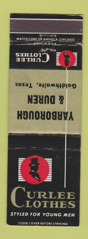 Matchbook Cover - Curlee Men's Clothes Yarborough Duren Goldthwaite TX