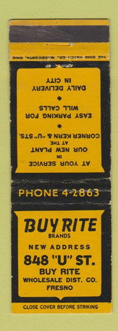 Matchbook Cover - Buy Rite Brands Fresno CA