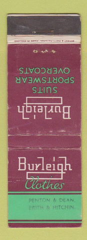 Matchbook Cover - Burleigh Men's Clothes UK England POOR BACK