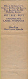 Matchbook Cover - Stove Mounters Union Label St Louis MO