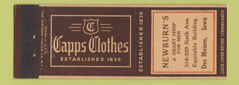 Matchbook Cover - Capps Clothes Men's Newburn's Des Moines IA