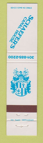 Matchbook Cover - Schaeffer's Canal House Wilmington DE 12 Strike