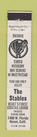 Matchbook Cover - The Stables Restaurant Hemet CA 12 Strike