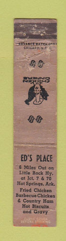 Matchbook Cover - Ed's Place Hot Springs AR WORN 12 Strike