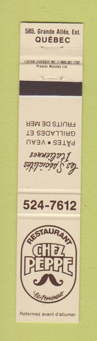 Matchbook Cover - Restaurant Chez Peppe Quebec QC 12 Strike