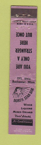 Matchbook Cover - North Star Bar Rochester MN ARROW WORN 12 Strike