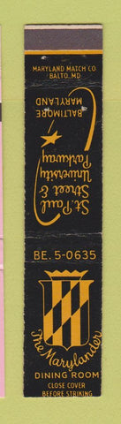 Matchbook Cover - Marylander Restaurant Baltimore MD 12 Strike