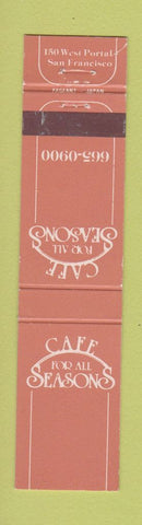 Matchbook Cover - Cafe for All Seasons San Francisco CA 12 Strike