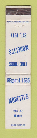 Matchbook Cover - Moretti's Restaurant Elmira NY WEAR 12 Strike