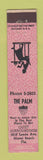 Matchbook Cover - The Palm Restaurant Miami Beach FL ADVANCE 12 Strike