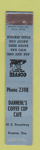 Matchbook Cover - Dannehl's Coffee Cup Cafe Eugene OR WEAR 12 Strike