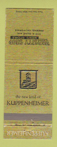 Matchbook Cover - Kuppenheimer Men's Clothes Varsity Shop Fresno CA