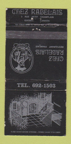 Matchbook Cover - Chez Rabelais French Restaurant Quebec QC WEAR 30 Strike