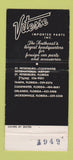 Matchbook Cover - VIP Motors Vitesse St Petersburg FL parts WEAR 30 Strike