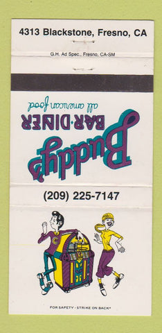Matchbook Cover - Buddy's Bar Diner Fresno CA 30 Strike