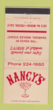 Matchbook Cover - Nancy's Restaurant Fresno CA 30 Strike
