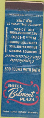 Matchbook Cover - Hotel Belmont Plaza New York City NY