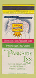 Matchbook Cover - Parkside Inn Fresno CA Best Western 30 Strike