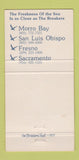 Matchbook Cover - Breakers Restaurants Fresno Sacramento CA 30 Strike