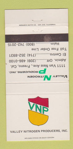 Matchbook Cover - Valley Nitrogen Products Fresno CA 30 Strike