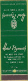Matchbook Cover - Hotel Plymouth New York City NY