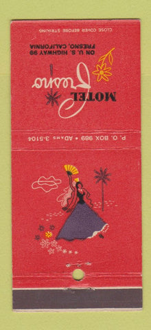 Matchbook Cover - Motel Fresno CA girlie 30 Stick
