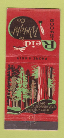 Matchbook Cover - Reid Redwood & Wright Fresno CA WORN 21 Strike Feature