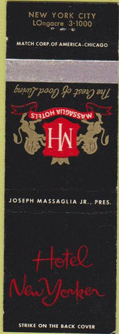 Matchbook Cover - Hotel New Yorker New York City NY