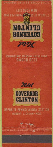 Matchbook Cover - Hotel Governor Clinton New York City NY