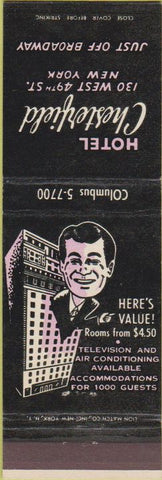 Matchbook Cover - Hotel Chesterfield New York City NY