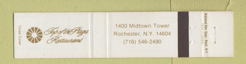 Matchbook Cover - Top of the Plaza Restaurant Rochester NY 12 Strike