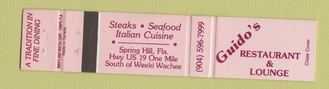Matchbook Cover - Guido's Restaurant Lounge Spring Hill FL 12 Strike