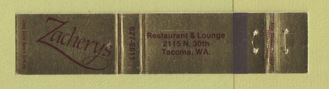 Matchbook Cover - Zachery's Restaurant Tacoma WA 12 Strike