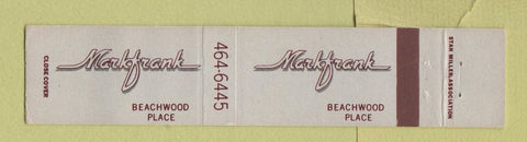 Matchbook Cover - Markfrank Beachwood Place OH 12 Strike