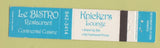 Matchbook Cover - Le Bistro Restaurant Winnipeg MB WEAR 12 Strike