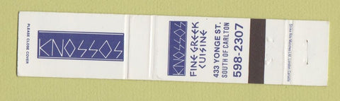 Matchbook Cover - Knossos Greek Restaurant Toronto ON 12 Strike