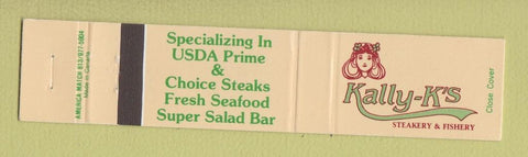 Matchbook Cover - Kally K's Steaks Dunedin Largo FL 12 Strike