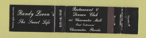 Matchbook Cover Randy Loren's Sweet Life Restaurant Clearwater FL WEAR 12 Strike