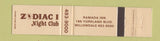 Matchbook Cover - Zodiac I Night Club Willowdale ON 12 Strike