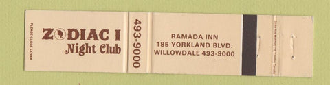 Matchbook Cover - Zodiac I Night Club Willowdale ON 12 Strike