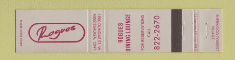 Matchbook Cover - Rogues Restaurant Mississauga ON 12 Strike
