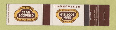 Matchbook Cover - Jean Scofield Ribs St Leonard Laval QC 12 Strike