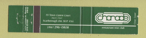 Matchbook Cover - Charade Restaurant Nite Club Scarborough ON 12 Strike