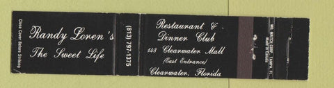 Matchbook Cover - Randy Loren's Sweet Life Restaurant Clearwater FL 12 Strike