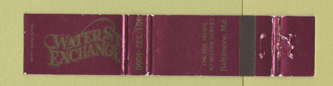 Matchbook Cover - Water St Exchange Baltimore MD WEAR 12 Strike