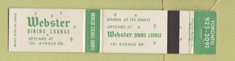Matchbook Cover - Webster Dining Lounge Toronto ON 12 Strike