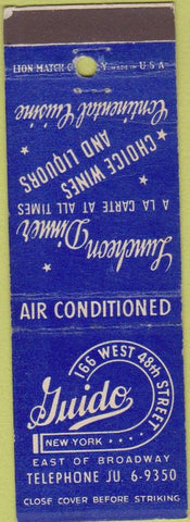 Matchbook Cover - Guido Restaurant New York City NY