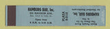 Matchbook Cover - Hamburg Bar Hamburgers New York City SAMPLE WEAR 12 Strike