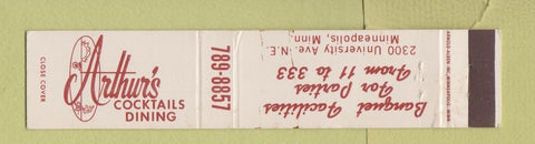 Matchbook Cover - Arthur's Restaurant Minneapolis MN WEAR 12 Strike