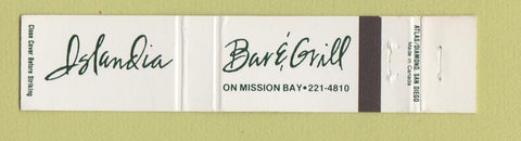 Matchbook Cover - Islandia Bar and Grill San Diego? CA 12 Strike